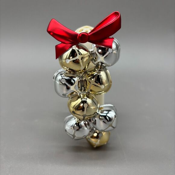 Bath & Body Works Wallflowers Silver Gold Jingle Bell Diffuser Plug Red Bow - Picture 1 of 6